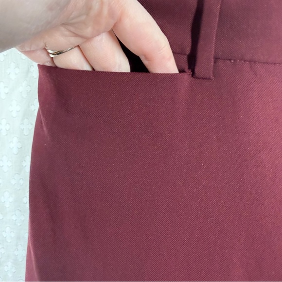 MM Lafleur Maroon Wool Blend Slim Straight Trouser Pants - Picture 3 of 6